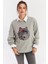Kadın Gri Nakışlı Sweatshirt YLE20 3