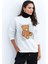Kadın Ekru Ayıcık Baskılı Sweatshirt MZM288 3
