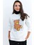 Kadın Ekru Ayıcık Baskılı Sweatshirt MZM288 4