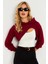 Kadın Bordo Kapüşonlu Crop Sweatshirt TF03 1