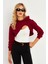 Kadın Bordo Kapüşonlu Crop Sweatshirt TF03 4