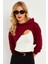 Kadın Bordo Kapüşonlu Crop Sweatshirt TF03 5