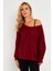 Kadın Bordo Kayık Yaka Ters Dikişli Sweatshirt TF10 2