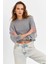 Kadın Gri Salaş Crop Sweatshirt ZH08 2