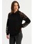 Kadın Siyah Dantel Detaylı Kapüşonlu Sweatshirt MBK58 5