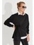 Kadın Siyah Bağlamalı Sweatshirt Yİ2493 1