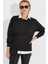 Kadın Siyah Bağlamalı Sweatshirt Yİ2493 3