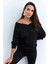 Kadın Siyah Kısa Sweatshirt TF16 2