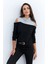 Kadın Siyah-Gri Omuzları Açık Sweatshirt TF15 4