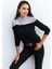 Kadın Siyah-Gri Omuzları Açık Sweatshirt TF15 5