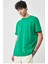 Unisex Düz Biskilet Yaka Oversize T-Shirt - Yeşil 4