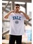 Unisex Bisiklet Yaka Baskılı Oversize T-Shirt - Beyaz 1
