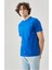 Unisex Düz Biskilet Yaka Oversize T-Shirt - Mavi 2