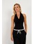 Kadın Siyah Sırtı Açık Çıtçıtlı Body LPP1295 2