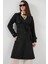 Kruvaze Yaka Siyah Kadın Trençkot 5918 1
