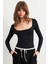 Kadın Siyah Kayık Yaka Basic Body CY352 2
