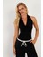 Kadın Siyah Sırtı Açık Çıtçıtlı Body LPP1295 5