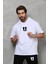 Unisex Kapşonlu Oversize T-Shirt Takım - Beyaz 2