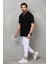Unisex Yarım Fermuarlı Düz Oversize T-Shirt - Siyah 4