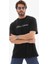 Unisex Bisiklet Yaka Baskılı Oversize T-Shirt - Siyah 3
