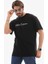 Unisex Bisiklet Yaka Baskılı Oversize T-Shirt - Siyah 4
