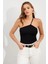 Kadın Siyah İp Askılı Çıtçıtlı Body ZH014 3