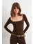 Kadın Acı-Kahve Kayık Yaka Basic Body CY352 5
