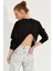 Kadın Siyah Zincirli Asimetrik Sweatshirt EY2664 1