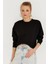 Kadın Siyah Zincirli Asimetrik Sweatshirt EY2664 2