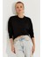 Kadın Siyah Zincirli Asimetrik Sweatshirt EY2664 4