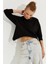 Kadın Siyah Zincirli Asimetrik Sweatshirt EY2664 5