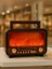 Nostaljik Radyo Bluetooth Şömine Görünümlü Hareketli Alev Efektli LED Işıklı Solar Güneş Enerjili 1