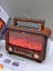 Nostaljik Radyo Bluetooth Şömine Görünümlü Hareketli Alev Efektli LED Işıklı Solar Güneş Enerjili 4