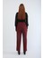 Kadın Beli Lastikli Likralı Esnek Jean Pantolon Bordo 5