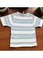 Çizgili Kısa Kol Tshırt Mavi 2