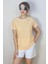 Kadın Hardal Beyaz Çizgili Basic T-Shirt 5