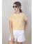 Kadın Hardal Beyaz Çizgili Basic T-Shirt 6