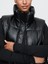 Kadın Siyah Vegan Deri Puffer Şişme Yelek 3