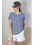 Kadın Lacivert Beyaz Çizgili Basic T-Shirt 2