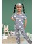 Kız Çocuk Gömlek Yaka Kısa Kollu Düğmeli Kuzu ve Bulut Desenli Pijama Takımı 1
