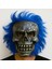 Büro Ev Ofis Gösteri Parti Kostümü Için Silver Kafatası Mavi Saçlı Iskelet Maske 1