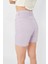Kadın Basic Paçası Kesik Jen Şort Lila 6