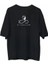 Unisex Bisiklet Yaka Baskılı Oversize T-Shirt - Siyah 1