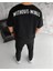 Unisex Bisiklet Yaka Baskılı Oversize T-Shirt - Siyah 3