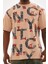 Unisex Baskılı Oversize T-Shirt - Bej 1