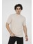 Unisex Bisiklet Yaka Slim Fit T-Shirt- Bej 2