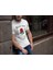 Erkek Bisiklet Yaka Baskılı Oversize T-Shirt - Beyaz 1