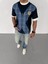 Unisex Bisiklet Yaka Baskılı Oversize T-Shirt - Siyah 1