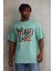 Unisex Baskılı Oversize T-Shirt - Mint Yeşili 1