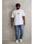 Unisex Baskılı Oversize T-Shirt - Beyaz 4